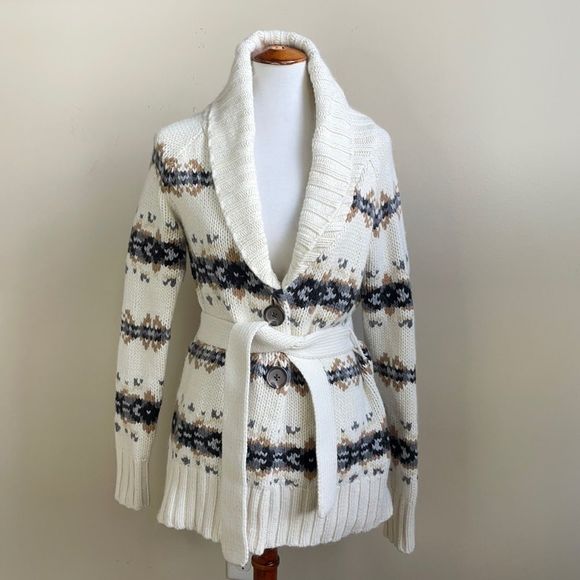 LOFT Sweaters - Ann Taylor LOFT Wool Blend Chunky knit Sweater w/belt, M